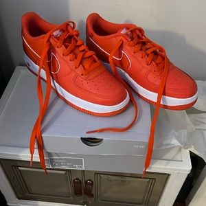 Orange and white Airforce Ones